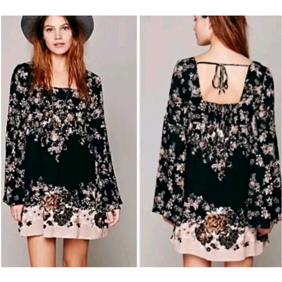 Free People Chinoiserie Boho Babydoll Dress Size Medium - Picture 10 of 10